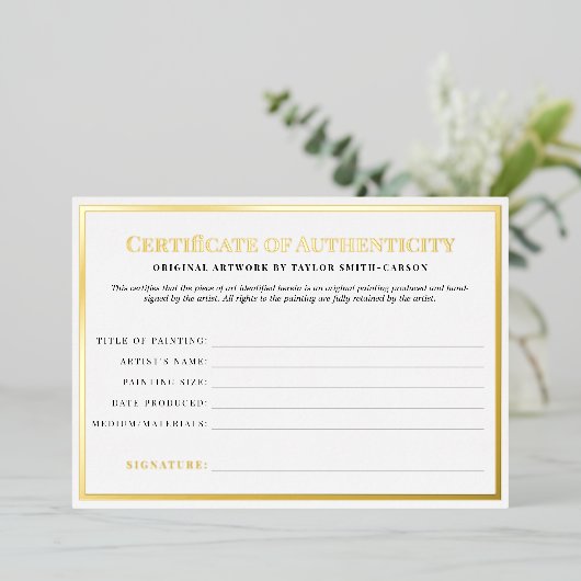 クリーンでタイムレスな完全性の証明書 箔招待状 (立ち正面)