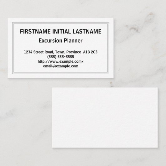クリーンでプレーンなエクスカーションプランナー名刺 名刺 (正面/裏面)