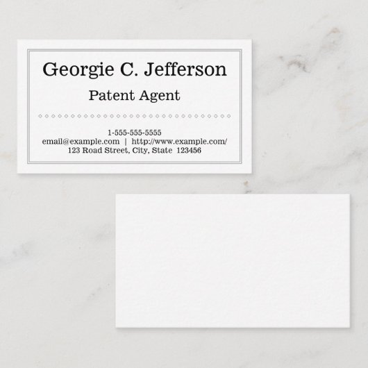 クリーンでプレーンな特許代理業者名刺 名刺 (正面/裏面)