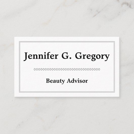 クリーンでプレーンな美しいアドバイザーの名刺 名刺 (正面)