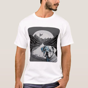 「クリーンでミニマルなブラックブルドッグ顔の輪郭 Tシャツ
