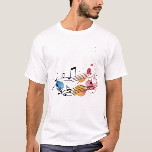クリーンで流れるラインワークとサブを備えた楽譜 Tシャツ (正面)