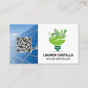 クリーンなグリーンエナジーロゴ  パネル太陽のー   QR 名刺