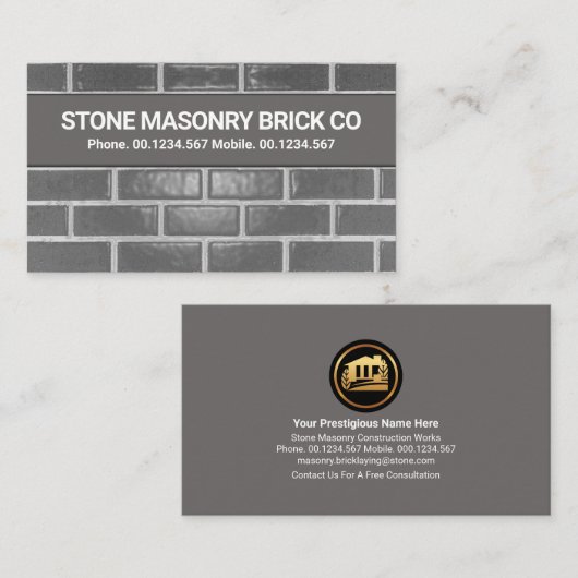 クリーンなセラミック石壁石積みレンガ層 名刺 (正面/裏面)