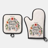 クリーンなハートフローラの作成 鍋つかみ&鍋敷きセット (正面)