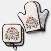 クリーンなハートフローラの作成 鍋つかみ&鍋敷きセット (正面/裏面)