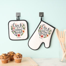 クリーンなハートフローラの作成 鍋つかみ&鍋敷きセット