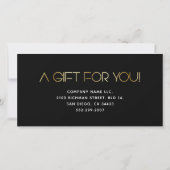 クリーンなビジネス黒と金ゴールド波ギフトカード (裏面)