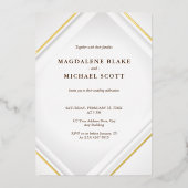 クリーンなミニマル金ゴールドラインフレームフォイル招待状 箔招待状 (正面)