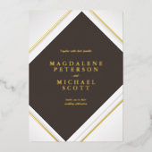 クリーンなミニマル金ゴールドラインフレーム 箔招待状 (正面)