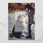 クリーンなミニマル金ゴールドラインフレーム 箔招待状 (裏面)