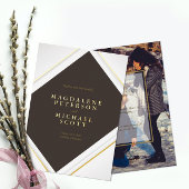 クリーンなミニマル金ゴールドラインフレーム 箔招待状