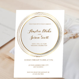 クリーンなミニマル金ゴールド線の円フレーム 招待状