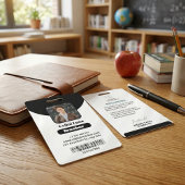 クリーンなラインとクラス：ミニマルなブラック先生ID バッジ