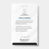 クリーンなラインとクラス：ミニマルなブラック先生ID バッジ (裏面)