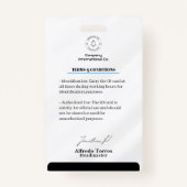 クリーンなラインとクラス:ミニマルなブラック先生ID バッジ (裏面)