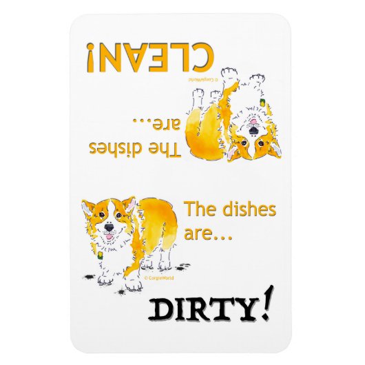 クリーンな料理/汚れた料理Corgi (4x6) マグネット (縦)