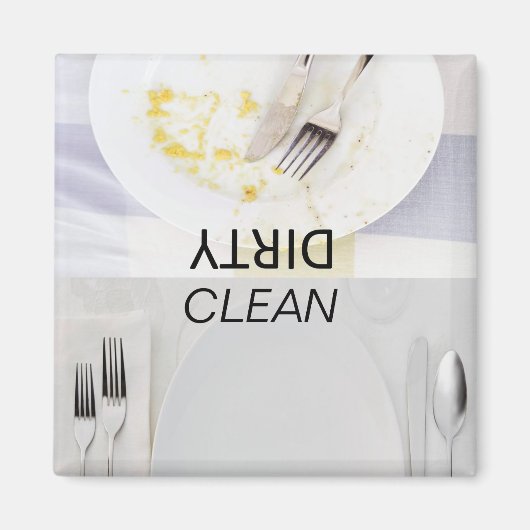 クリーンな皿、汚れた皿、食洗機磁石 マグネット (正面)