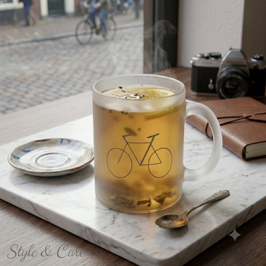 クリーンな自転車デザインのフロストガラス マグ