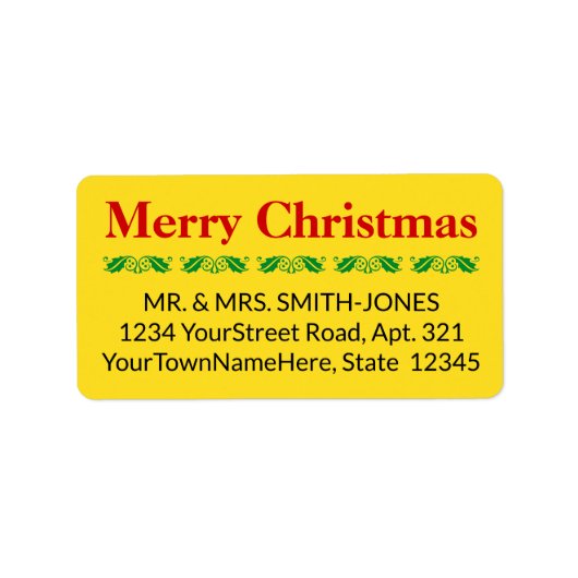 クリーンな「メリークリスマス」住所 シール (正面)
