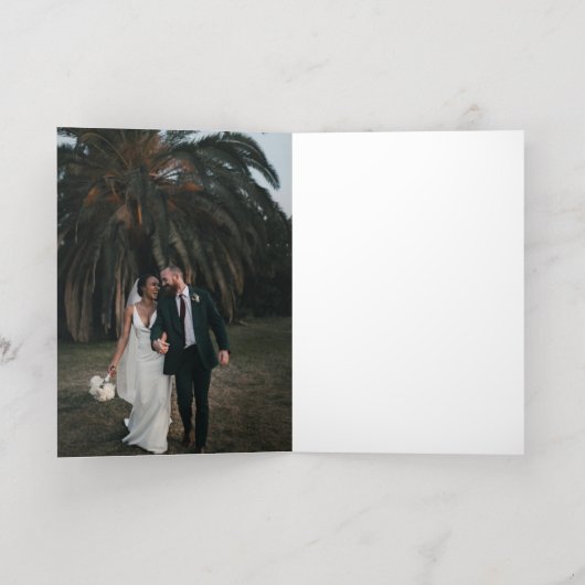 クリーンはっきりしたタイポグラフィ愛と感謝していの結婚愛 箔グリーティングカード (内側レイダウン)