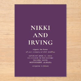 クリーンはっきりしたフォントパープモダンラ結婚ーズ アクリル招待状