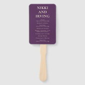 クリーンはっきりしたフォントパープルモダン結婚式 プログラム ハンドファン (正面)