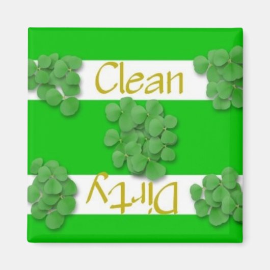 クリーンまたはダーティなシャムロック食洗機マグネット マグネット (正面)