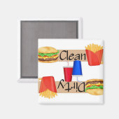 クリーンまたはダーティバーガーとフライ食洗機 マグネット (正面/裏面)