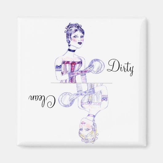 クリーンまたはダーティビクトリアン食洗機磁石 マグネット (正面)