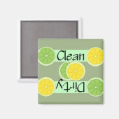 クリーンまたはダーティライムとレモン食洗機磁石 マグネット (正面/裏面)