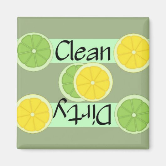 クリーンまたはダーティライムとレモン食洗機磁石 マグネット (正面)
