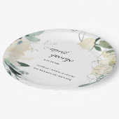 クリーンアイボリーグリーンフローラワテカラーベビーシャワー ペーパープレート (アングル)