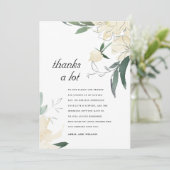 クリーンアイボリー緑水色フローラ結婚ズ感謝してい サンキューカード (スタンド正面)