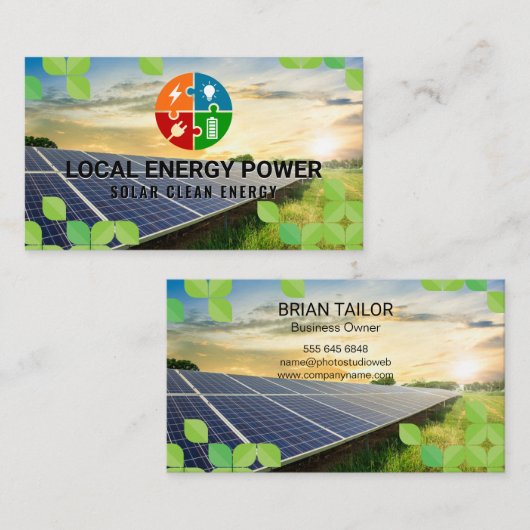 クリーンエネルギー | パネル太陽の | 技術 名刺 (正面/裏面)