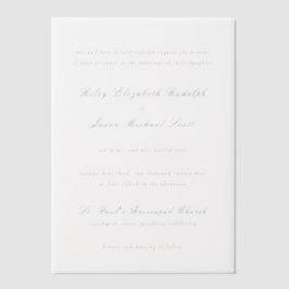 クリーンエメラルドグリーンエレガントな結婚式 ベラム紙招待状