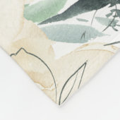 クリーンエレガントアイボリーホワイトグリーンフローラワテカラー フリースブランケット (角)