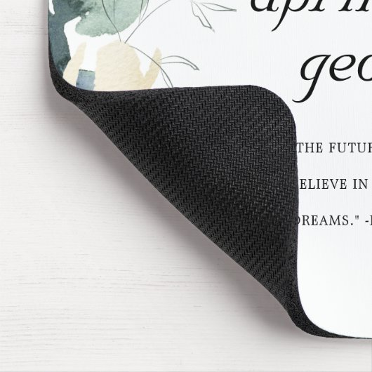 クリーンエレガントアイボリーホワイトグリーンフローラワテカラー マウスパッド (コーナー)