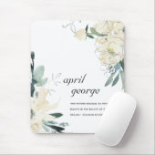 クリーンエレガントアイボリーホワイトグリーンフローラワテカラー マウスパッド (マウス)