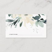 クリーンエレガントアイボリー水色フローラベビーシャワー プレイスカード (裏面)