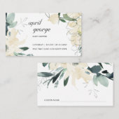 クリーンエレガントアイボリー水色フローラベビーシャワー プレイスカード (正面/裏面)