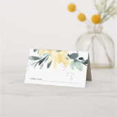 クリーンエレガントイエローウォーター色フローラベビーシャワー プレイスカード (裏面)