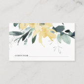 クリーンエレガントイエローウォーター色フローラベビーシャワー プレイスカード (裏面)