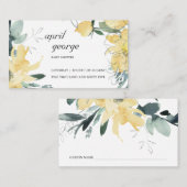 クリーンエレガントイエローウォーター色フローラベビーシャワー プレイスカード (正面/裏面)