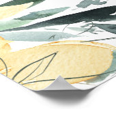 クリーンエレガントイエローウォーター色フローラベビーシャワー ポスター (角)