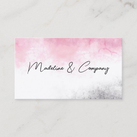 クリーンエレガントウォーター色ピンクとグレーのミニマリスト 名刺 (正面)