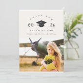 クリーンエレガントクミニマルリークリーン写真卒業キャップ サンキューカード (スタンド正面)