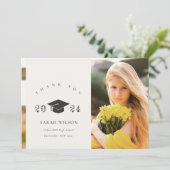 クリーンエレガントクミニマルリークリーン写真卒業キャップ サンキューカード (スタンド正面)