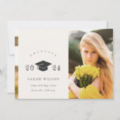 クリーンエレガントクミニマルリークリーン写真卒業キャップ 招待状 (正面)