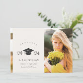 クリーンエレガントクミニマルリークリーン写真卒業キャップ 招待状 (スタンド正面)